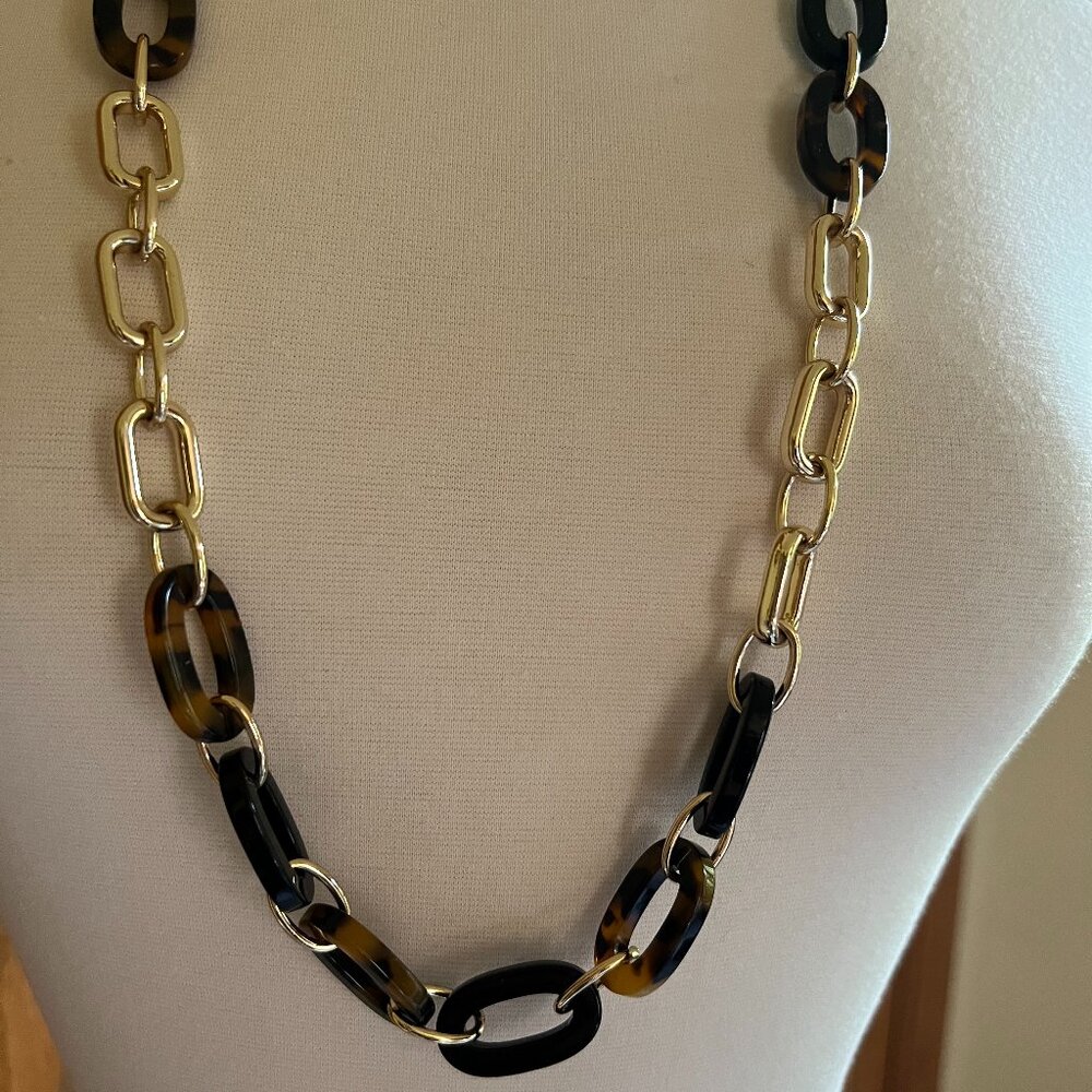 Talbots -- Tortoise Shell Long Link Necklace -- E… - image 2